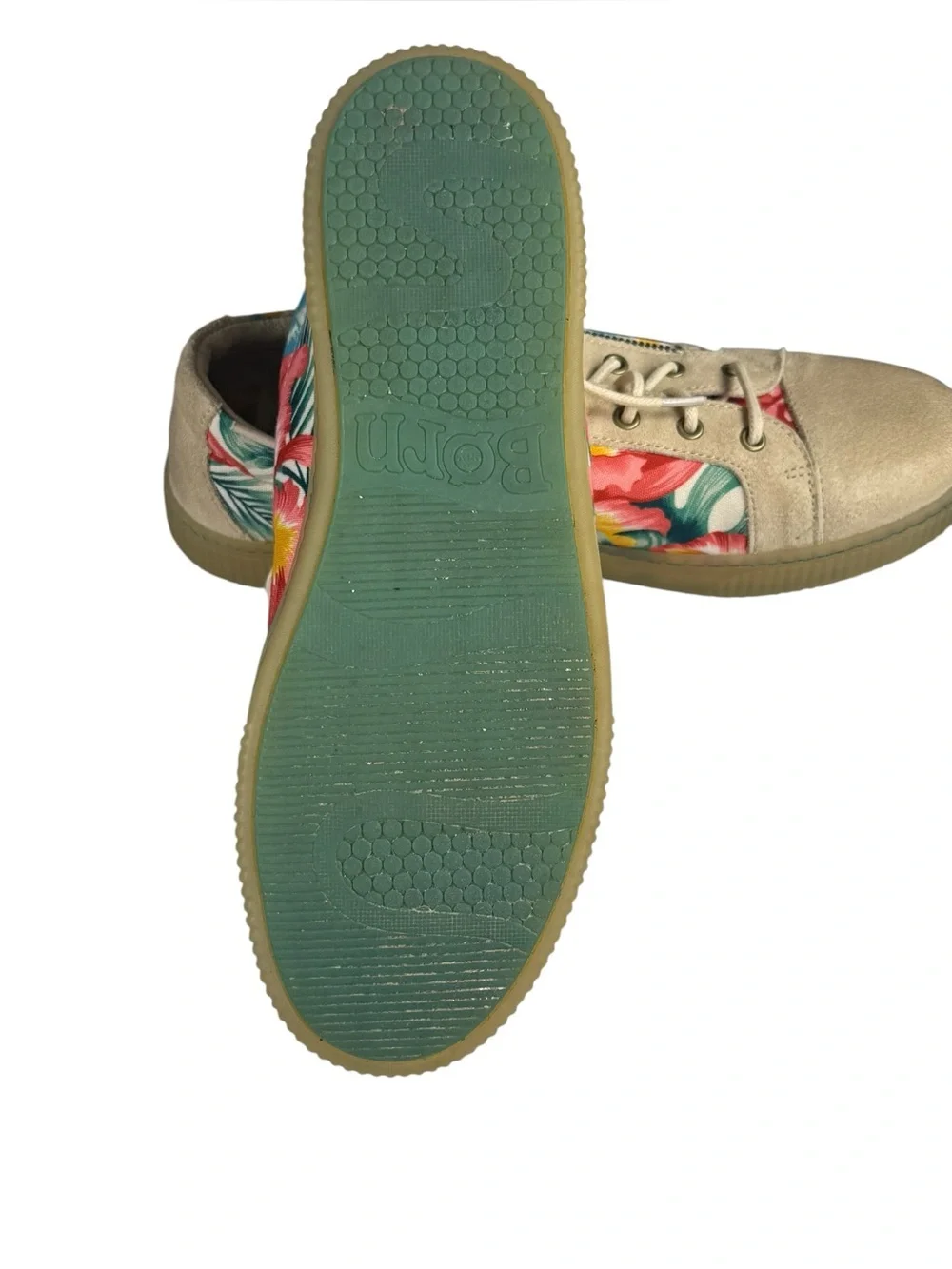 Born Tamara Multi Floral Tropical Canvas  Suede Lace Up Sneaker Size 10